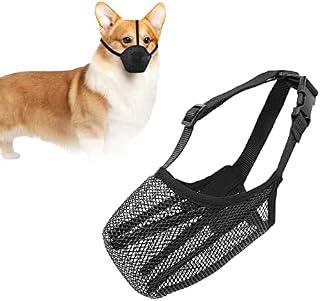Dog Muzzle, FWLWTWSS Soft Mesh Muzzle Breathable Dog Muzzles for Small Medium Large Dogs, Poisoned Bait Protection Muzzle with Adjustable Straps, Prevent Biting Chewing and Licking