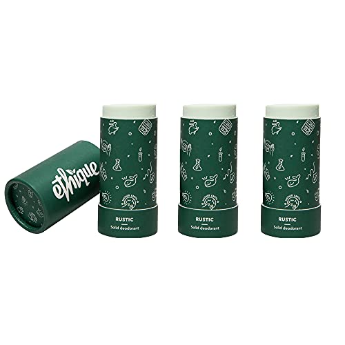 Ethique Rustic Citrus & Earthy Deodorant Stick for Men & Women - Aluminum-Free, Plastic-Free, Vegan, Cruelty-Free, Eco-Friendly, 2.47 oz (Pack of 3)