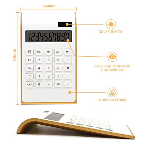 Sportsvoutdoors Calculator, 10 Digits Solar Battery Basic, Dual Powered Desktop Calculator, Tilted LCD Display, Inclined Design Slim Desk Calculator の商品画像 1