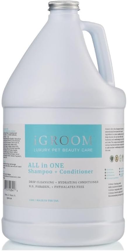 iGroom All-in-One Dog Shampoo and Conditioner, Luxury Pet Beauty Care, Deep Clean All Coat Types, Hydrate and Condition Coat, Made in The USA, 3.8L