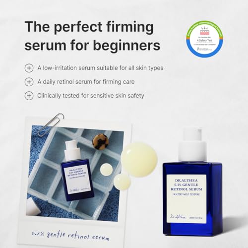 Image of Dr.Althea 0.1% Gentle Retinol Serum | Helps Reduce Wrinkles, Fine Lines, and Signs of Aging | Gentle Skincare for Day & Night | Korean Vegan Skin Care for All Skin Types | 30ml