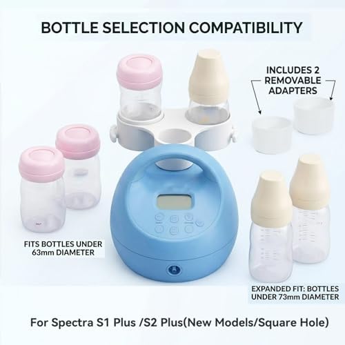 Bottle Holder Attachment for Spectra S1 S2 Breast Pump, Dual Storage & Hose Organizer for Spectra Accessories (Square Hole/New Models), Anti-Spill Pumping Station & Ideal Gift for New Moms - 1