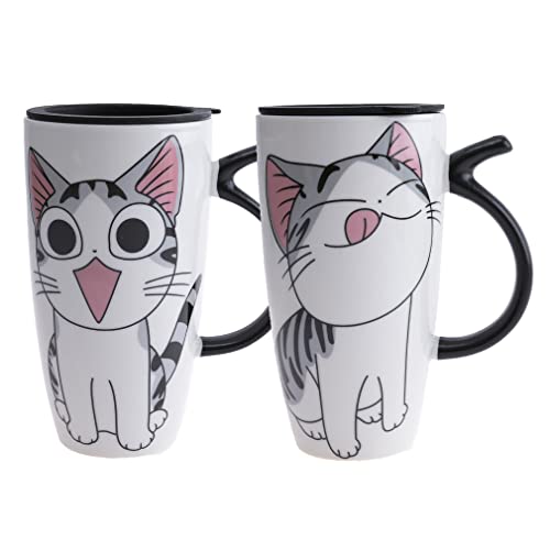 lachineuse – Juego de 2 tazas de gato Kawaii Gourmand 600 ml – Tazas grandes XXL...