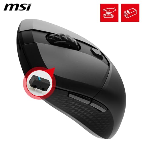 MSI VERSA 300 DRAADLOZE gamingmuis - 8000 DPI optische sensor, 1000 Hz polling-snelheid, symmetrisch, 30M+ Click Kailh Micro Switches, 6 knoppen, 50 uur batterij, 1ms latentie, RGB, 60g - - Afbeelding 6