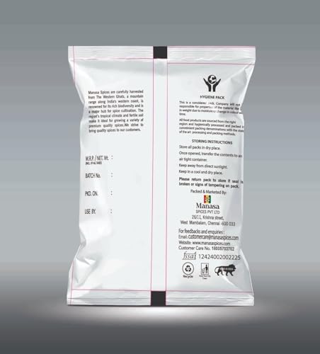 Image of Manasa Spices Premium Black Pepper Whole 50g | Kali Mirch /Sabut Gol Mirch | Sun-Dried Peppercorns from Western Ghats | Bold Aroma & Strong Flavor for Cooking