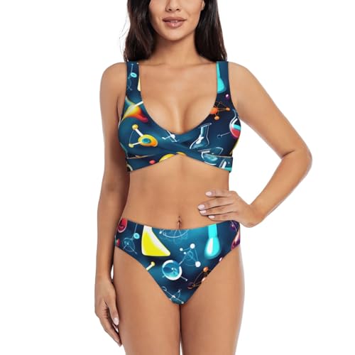 Bikini 2 pièces imprimé chimie de qualité supérieure, maillot de bain gainant haut de gamme
