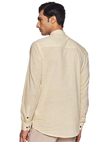 Image of Ethnix by Raymond Men's Cotton Kurta (RTHA00088-Y5 Medium Yellow 92)