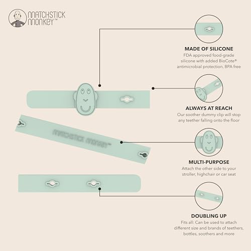 Matchstick Monkey, Antimicrobial Silicone Multi-Use Product Holder Strap for Teether Bottle and More in Stroller - Image 4