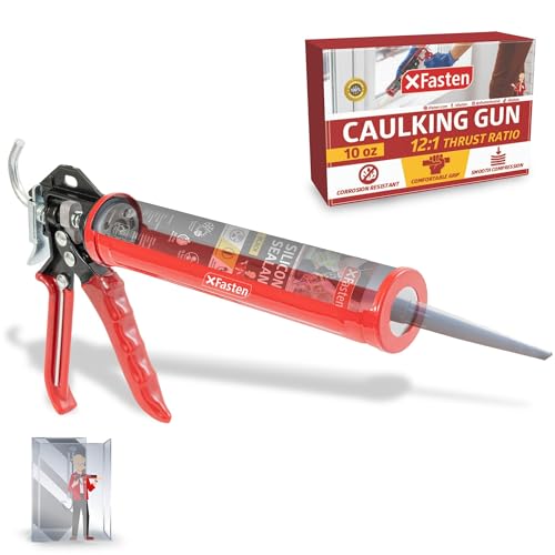 XFasten No Drip Caulk Gun for 10 oz Tube 12:1