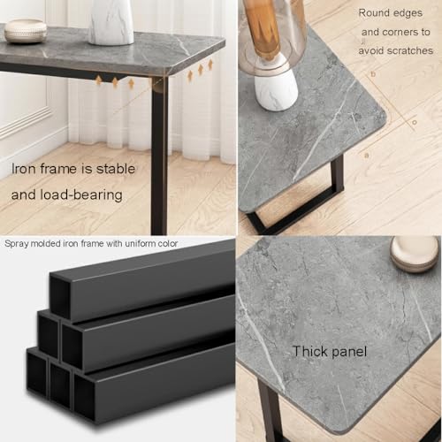 Mesa auxiliar de sofá en forma de C blanca de mármol para salón pequeña y dormitorio 6
