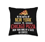 In the Battle of New York vs Chicago Pizza New York Wins by Throw Pillow