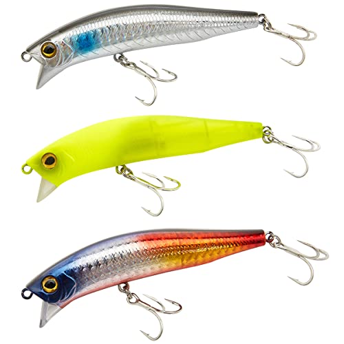 [青嵐ルアー] シーバス ルアー ミノー 90mm 14g フローティングミノー セット 重心移動式 遠投性 青物 シーバス (3色セット②) 1枚目