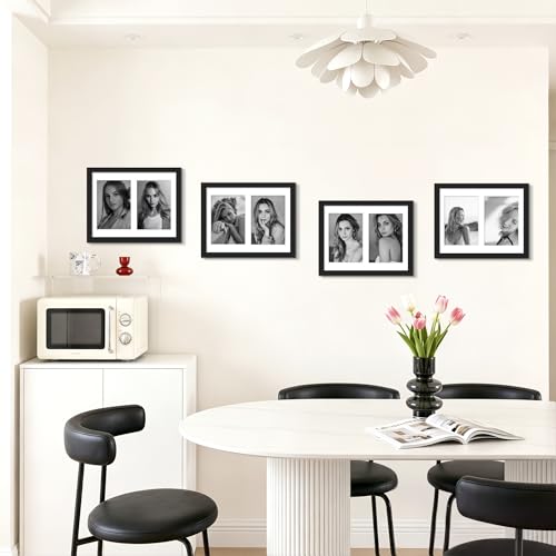 Image of DUENPY 4-Pack 8.5x11 Collage Picture Frames, 5x7 Collage Picture Frame, Displays Two 5x7 inch Photos, or 8.5x11 (Without Mat) Wall Decor Wall Hanging or Tabletop, Black