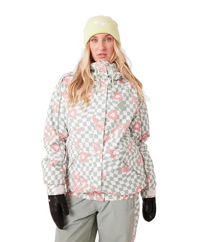 Roxy Women's High Ridge Hoodie Snowboard Jacket – 10K Waterproof, Insulated Ski Jacket, Heart, X-Small