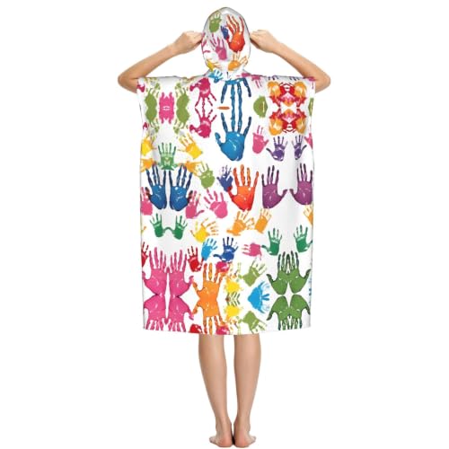 Poncho à langer imprimé en microfibre avec capuche serviette de bain surf - 3