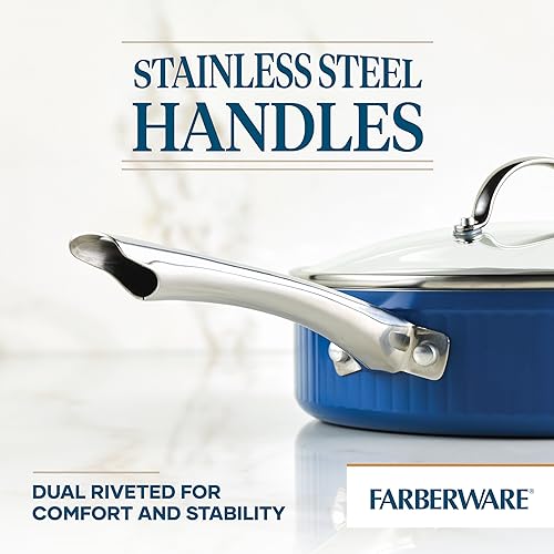 Farberware Style Nonstick Cookware Saute Pan with Lid, Dishwasher Safe, 3 Quart - Blue - image 4