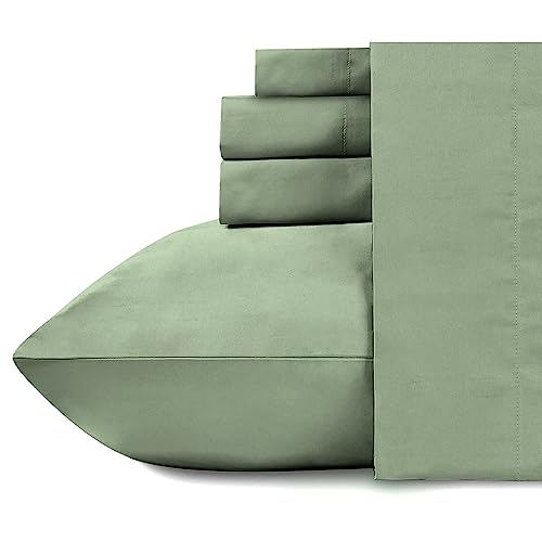 Image of NAKSH Single Bedsheet Cotton 210 TC Plain, Moss Green | 1 Bedsheet for Single Bed (54 x 90 Inch) and 1 Pillow Cover