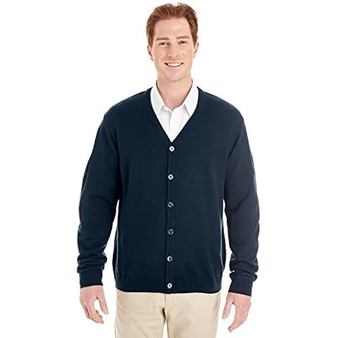Harriton Men's Pilbloc™ V-Neck Button Cardigan Sweater L DARK NAVY Cover