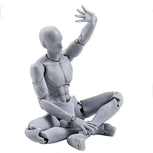 VAlink 13-15cm Artists Sketch Movable Limb Action Figure Model,Flexible Body Human Mannequin Kit,Articulated Kids Student Assemble Painting Toy,with Display Base and Pose Parts, Gray (B)