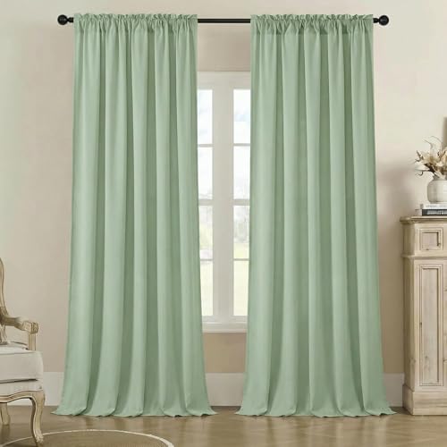 NICETOWN Non-See-Through Sage Green Privacy Semi Sheer Curtains for Living