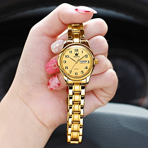 Image of OLEVS Women Watches Business Dress Female Ladies for Small Wrist Watch Gold Stainless Steel Band Analog Simple Day Date Waterproof Lady Watches