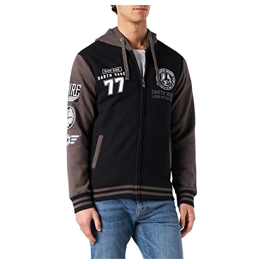 Star Wars Darth Vader Hombre Capucha con Cremallera Negro/Gris Oscuro S 100% algodón Regular