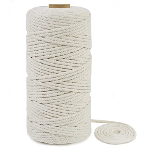 LEREATI Macrame Cord 3mm x 100m, Thick Cotton Macrame Rope Yarn Craft String