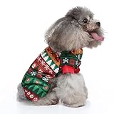 Classic Green Christmas Snow Sweater for Small Dogs Cats Winter Warm Sweater School Style Shirt Outf