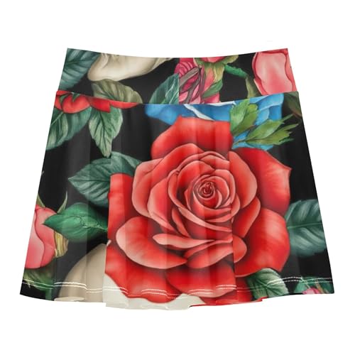 Skulls Red Roses Toddler Tennis Skirts Blue Pink Girls' Shorts Athletic Skorts Butterfly 4t2