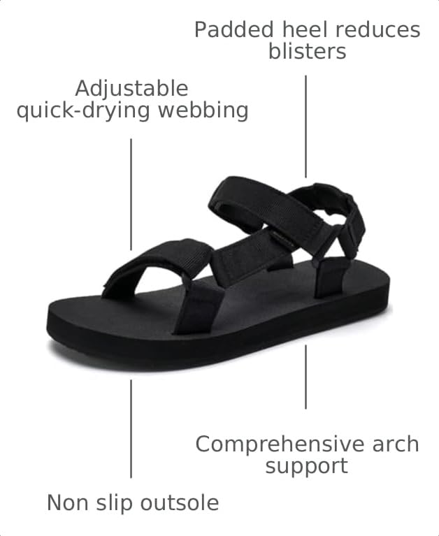 Image of WateLves Men's Sandals Hiking-Sport-Sandals with Adjustable Webbing Lightweight Water-Athletic-Beach-Sandals for Walking-Fishing-Travel-Trekking-Camping