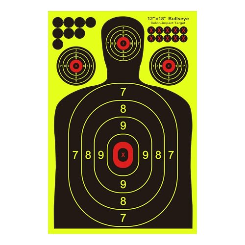 12x18 inch silhouette splatter targets - bright fluorescent yellow easily seen on impact when hitting target for bb guns airguns rifles indoor and outdoor ranges 102550100 pack