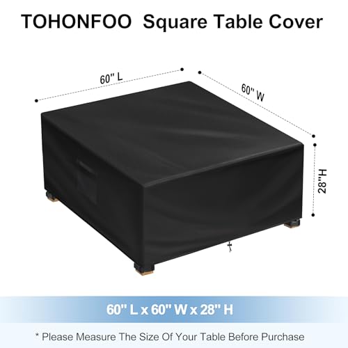 TOHONFOO Capa para Mesa de Pátio Quadrada - Capas de Mesa para Áreas Externas À Prova D'Água - Capa