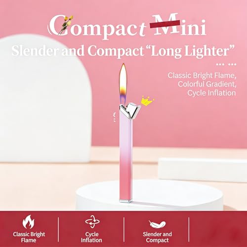 Encendedor metálico recargable de butano suave, slim miniatura 2