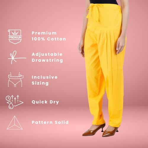 Image of Happy Bunny Salwar Pant - Modern Style Pure Cotton for Women - Ethnic Semi Patiala Trouser - Office,Home - All Day Comfort Wear with Drawstring