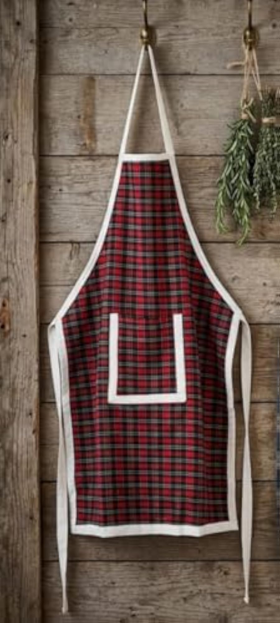 Checkered Design Kitchen Apron with Adjustable Neck Strap