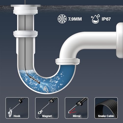 Kansmart 800078911 Endoscope Camera With Light Iphone Borescope Inspection Camera, 1920P Hd, Adjustable 8 Led, Waterproof 7.9Mm Probe,16.4Ft Semi-Rigid Snake Camera thumb #2