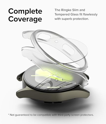 Image of Ringke Slim & Glass Compatible with Samsung Galaxy Watch 7 44mm Case [Combo] Anti-Scratch Hard PC Frame Protection Cover with HD Clear Tempered Glass Screen Protector - Alpine Clear