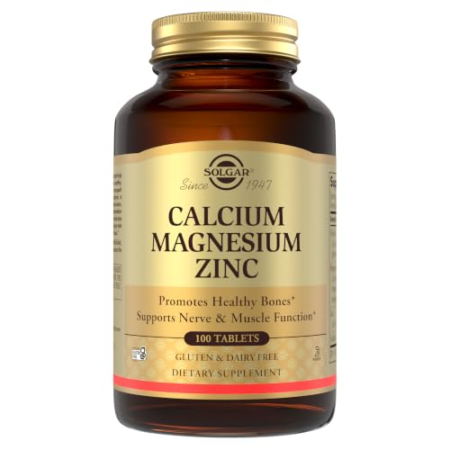 Solgar Calcio y Magnesio con Zinc | 100 Comprimidos Vegetales | Favorece el sistema nervioso y muscular · Fórmula combinada de tres minerales