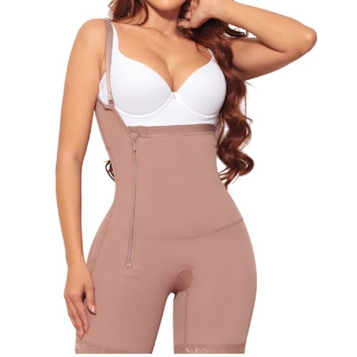 Colombian Body Shaper, High Compression Shapewear Bodysuit, Tummy Control with Side Zipper, Butt Lifter Short, Nude