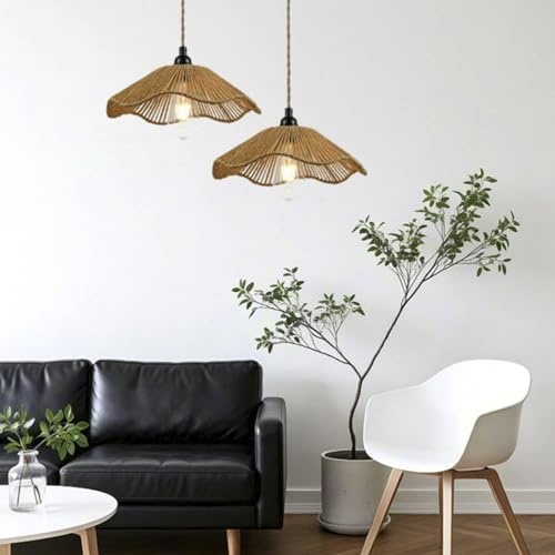 Pantalla de lámpara tejida boho en forma de flor para techo de dormitorio o cocina 3