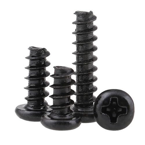 30pcs M4 Phillips Round Head Flat Tail Self-Tapping Screw Pan Heads Cross Bolt Black Carbon Steel Bolts 6mm-30mm Length - (Dimensions: M4x18mm)