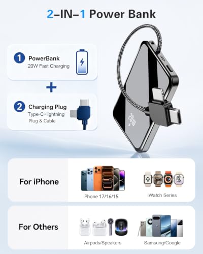 10000mAh Portable Charger, 20W Fast Charging, Built-in Cables with Handle - image 5