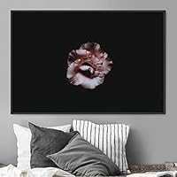 Framed Canvas Wall Art Pink Flower Portrait Bohemian Dark Dramatic Floral Multicolor Petal Photography Portrait - 16x24 inches