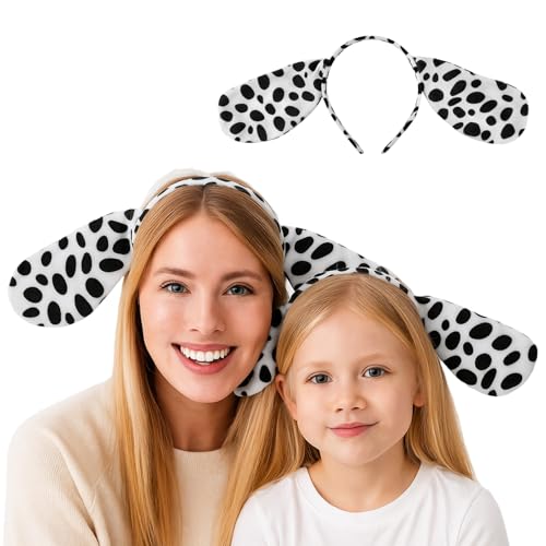 TopTie Dalmatian Plush Animal Headbands for Decorations, Ear Horn Hair Hoop for Kid & Adult, Dress-Up Party Supplies