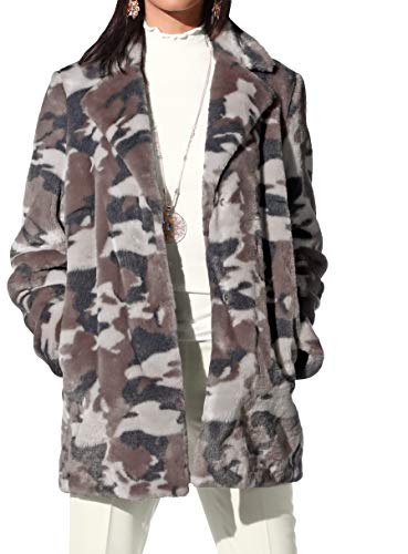 Marken Webpelz Mantel grau-taupe-creme Gr. 40, Gr. 44 0720649505 (DE/NL/SE/PL, Numerisch, 40, Regular, Regular, Grau-beige)