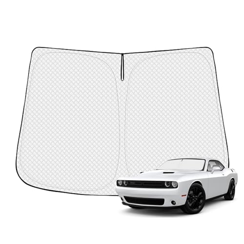 Image of Canvcle Windshield Sun Shade for 2015-2025 Dodge Challenger Accessories Thicken 6-Layer Front Window Sunshade Cover Sun Visor Protector Foldable Block UV Rays Keep Vehicle Cool