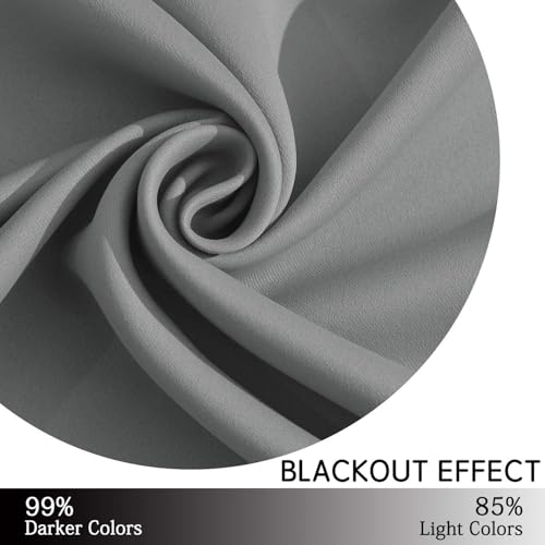 Yakamok Grey Blackout Curtains Room Darkening Thermal Insulated Grommet top Window Curtains Short Drapes for Living Room, 38 x 36 inch, Gray, 2 Panels