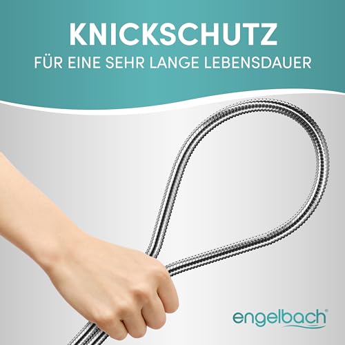 Engelbach Duschschlauch 2m mit doppeltem Verdrehschutz - Brauseschlauch aus Edelstahl - Flexibel & Knickfest - Universelles ½” Anschlussmaß - Made in Germany