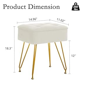 Vanitystoolchairwithstoragesquarevelvetmakeupvanitychairwithmetallegsadjustablegoldfeetfliptopottomanfootrestwithsoftpaddedseatforbedroomlivingroom Urban Country Home Decor Vanity stool chair with storage square velvet makeup vanity chair with metal legs adjustable gold feet flip top ottoman foot rest with soft padded seat for bedroom living room urban country home decor