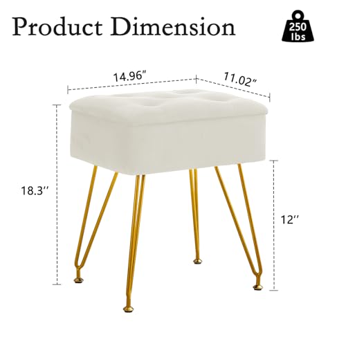 Vanitystoolchairwithstoragesquarevelvetmakeupvanitychairwithmetallegsadjustablegoldfeetfliptopottomanfootrestwithsoftpaddedseatforbedroomlivingroom Urban Country Home Decor Vanity stool chair with storage square velvet makeup vanity chair with metal legs adjustable gold feet flip top ottoman foot rest with soft padded seat for bedroom living room urban country home decor